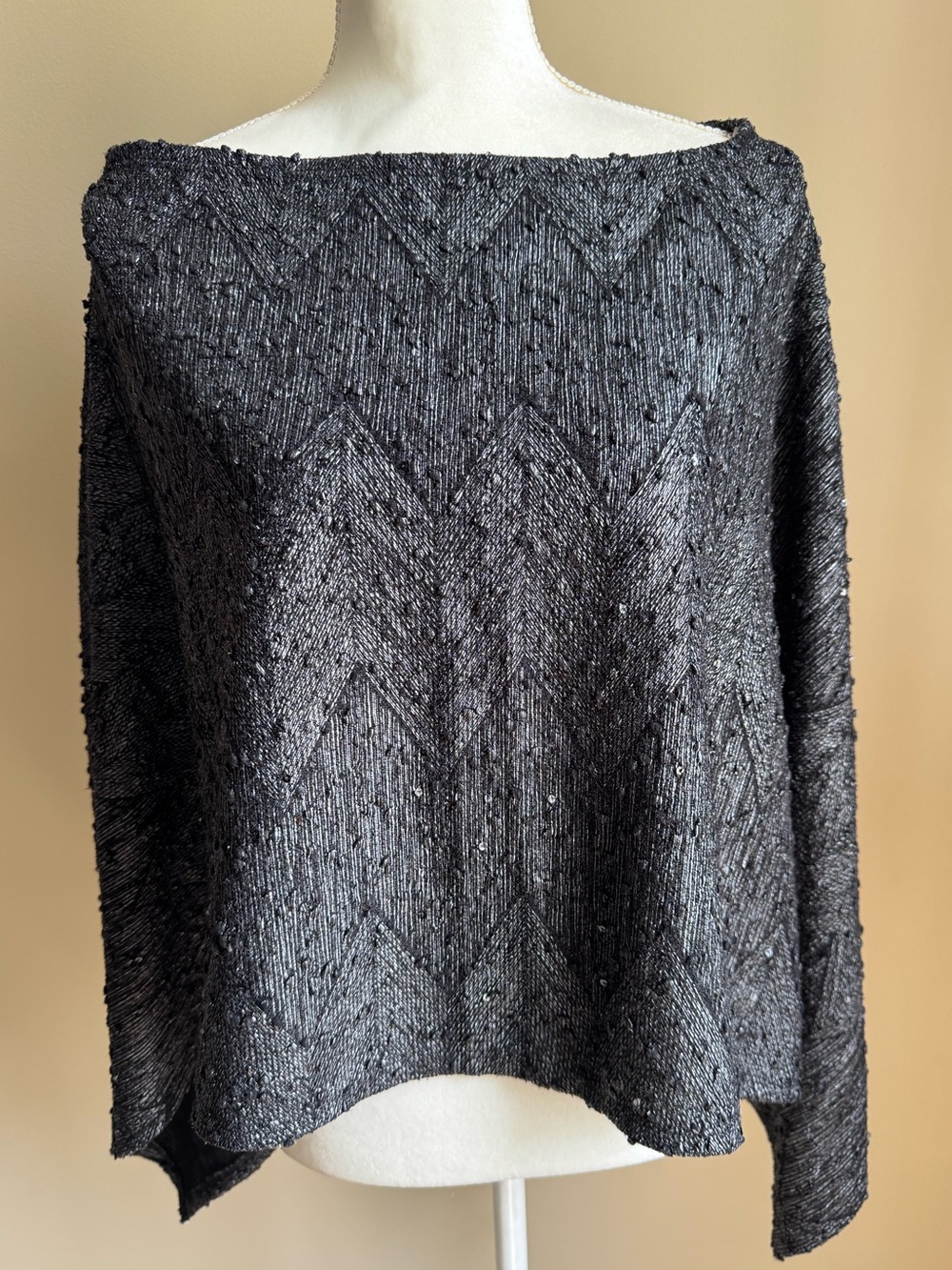 PURE Essence (Canadian Brand) Textured Black Poncho NWT